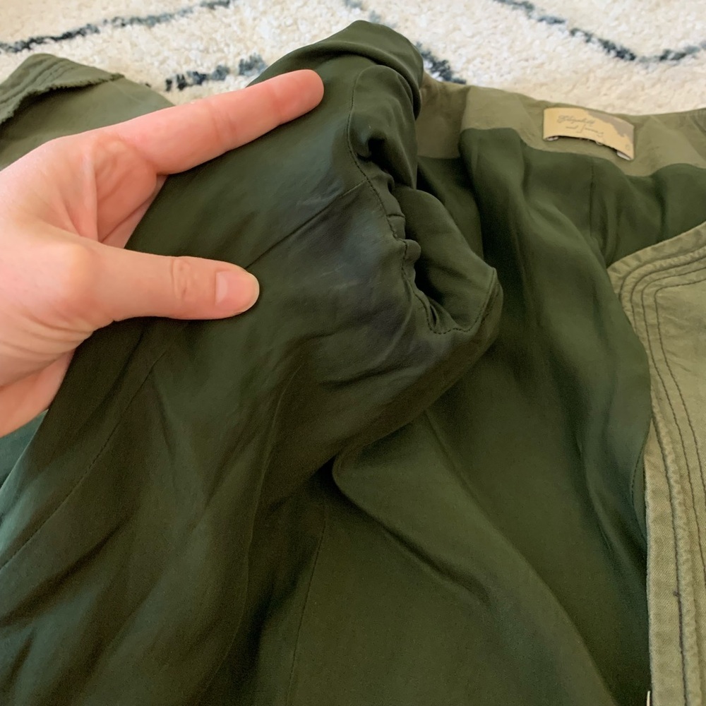 Elizabeth and James Olive Green Military Jacket 3/4 sleeves - Picture 8 of 13